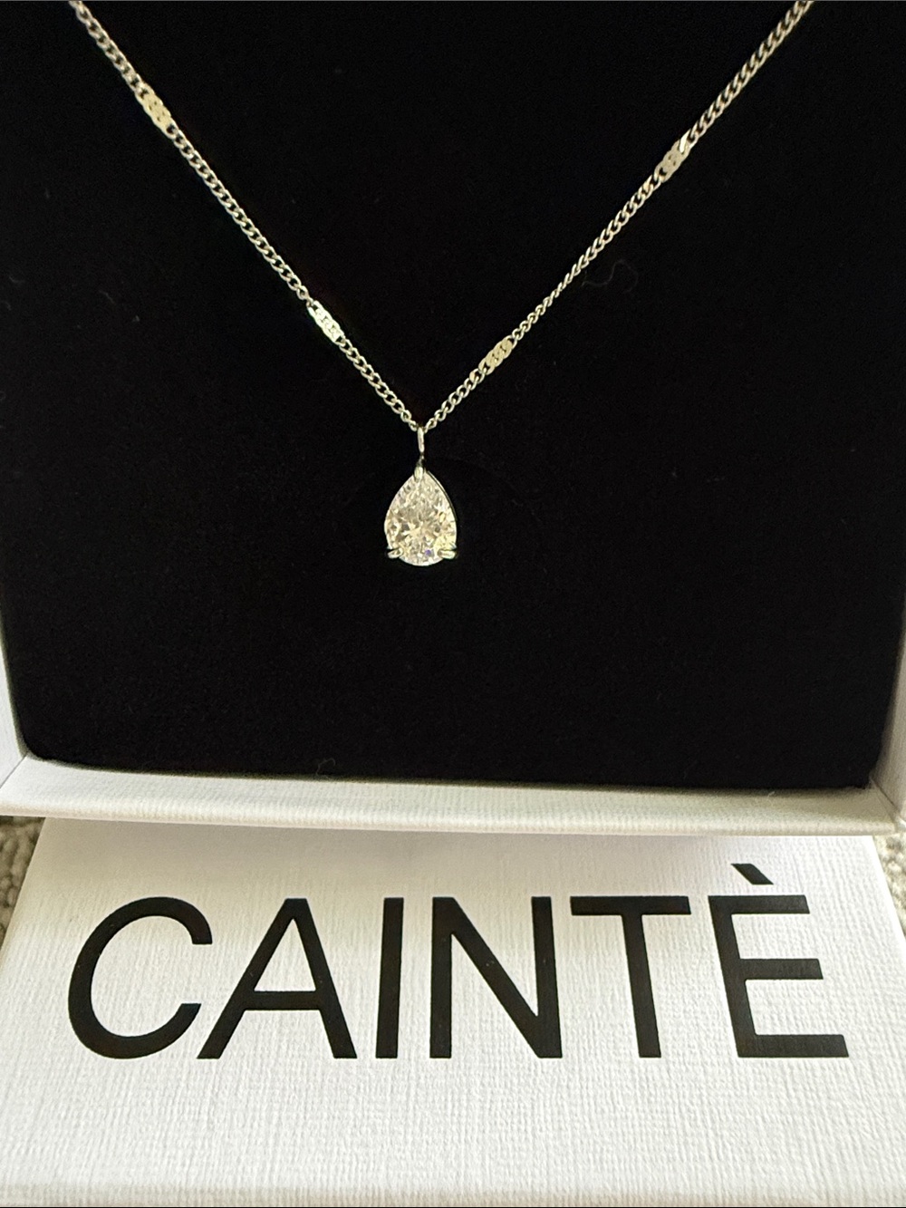Pear-Cut Crystal Pendant Necklace in Silver-Tone